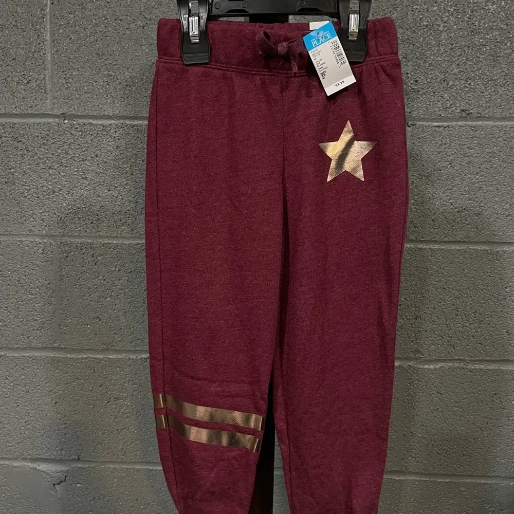 The Children's Place Burgundy Joggers with Gold Accents